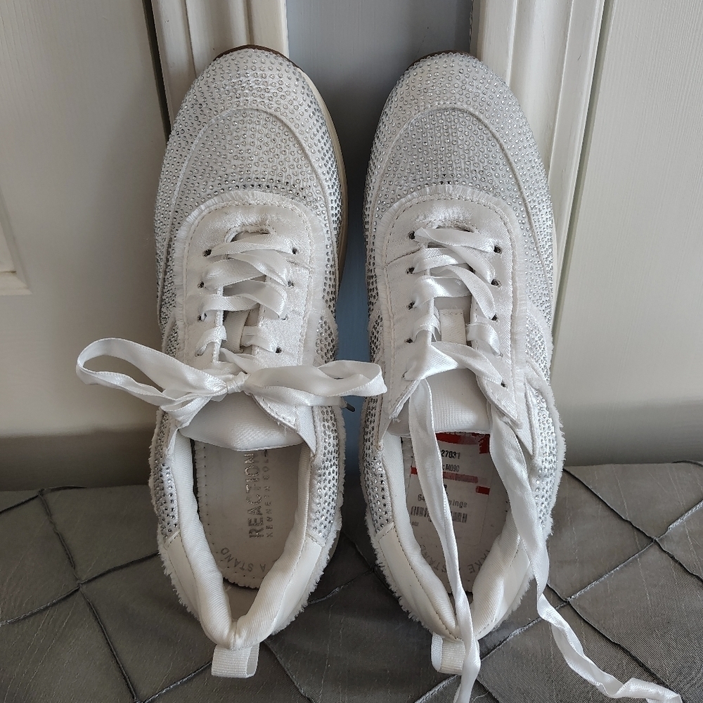 Reaction Kenneth Cole Take a Step White Sparkle Sneakers 9M